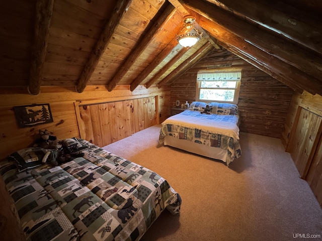 180 Wpa Rd, Crystal Falls, MI 49920 - carpeted bedroom featuring wooden walls and wooden ceiling
