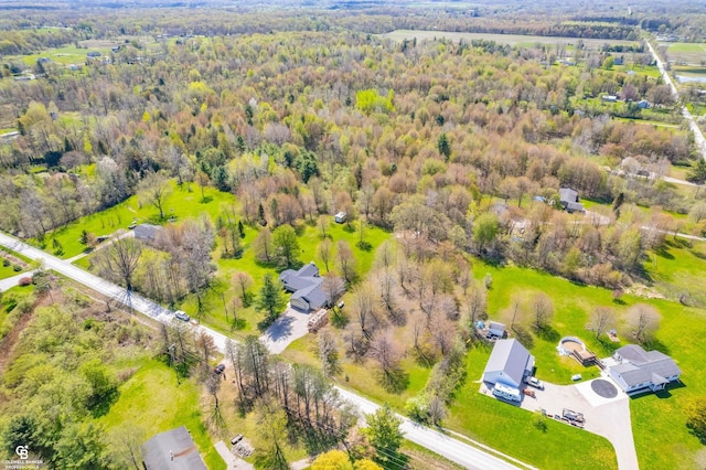 drone / aerial view of a heavily wooded area
