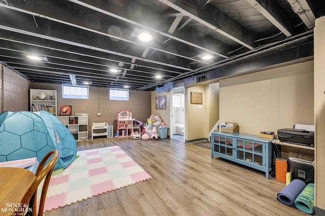 below grade area with wood finished floors