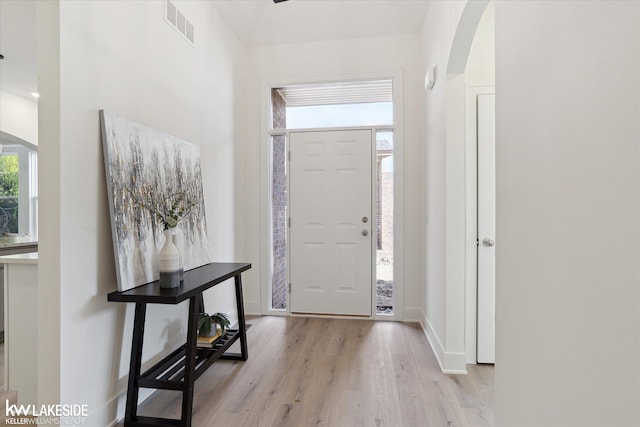 40699 Azalea Ln, Clinton Township, MI 48036 - entryway featuring light wood-type flooring, arched walkways, and baseboards