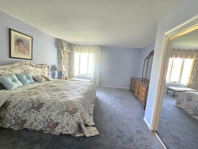 2707 Inverness Dr, Bay City, MI 48706 - bedroom with multiple windows, carpet, a textured ceiling, and baseboards