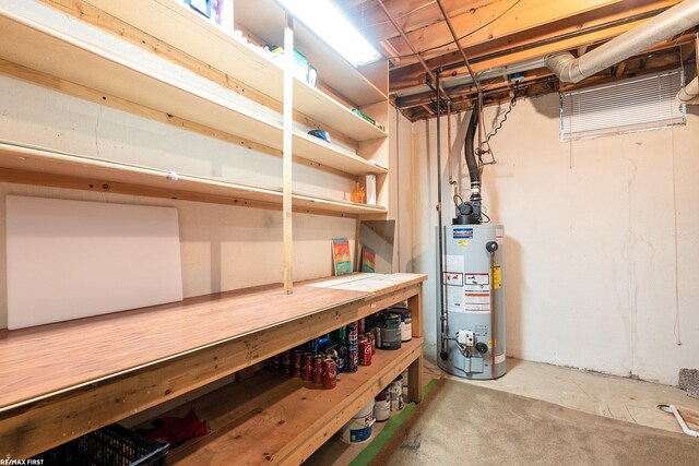 storage area with gas water heater