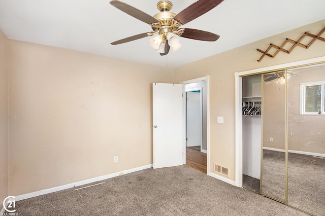 6424 Hunters Creek Rd, Imlay City, MI 48444 - unfurnished bedroom featuring carpet flooring, a closet, a ceiling fan, and baseboards