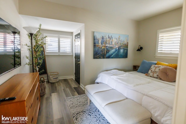 bedroom featuring wood finished floors