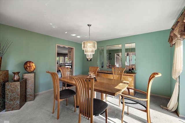 53633 Cherrywood Dr, Shelby Twp, MI 48315 - carpeted dining space with a chandelier and baseboards