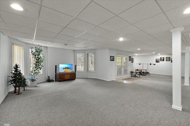 53633 Cherrywood Dr, Shelby Twp, MI 48315 - living room featuring carpet flooring, baseboards, recessed lighting, and a drop ceiling