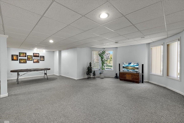 53633 Cherrywood Dr, Shelby Twp, MI 48315 - playroom with carpet floors, baseboards, and a paneled ceiling