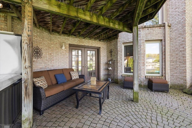 53633 Cherrywood Dr, Shelby Twp, MI 48315 - view of patio / terrace featuring french doors and an outdoor hangout area
