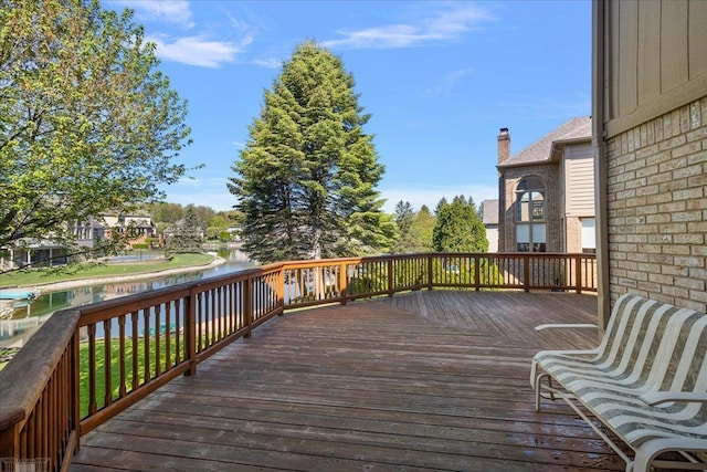 53633 Cherrywood Dr, Shelby Twp, MI 48315 - wooden deck with a water view