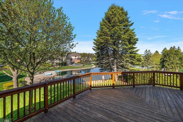 53633 Cherrywood Dr, Shelby Twp, MI 48315 - deck with a water view and a lawn