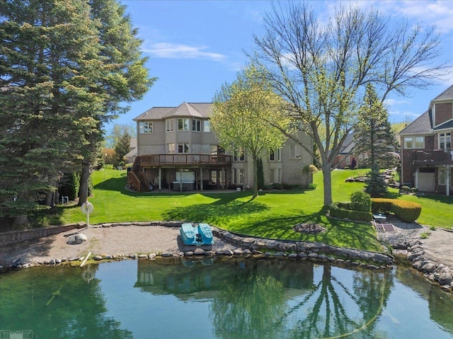 53633 Cherrywood Dr, Shelby Twp, MI 48315 - rear view of house featuring a lawn and a deck
