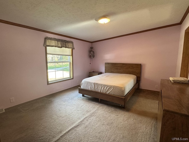 5278 27.5 Rd, Gladstone, MI 49837 - carpeted bedroom with ornamental molding and a textured ceiling