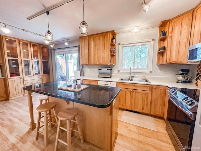 2246 Allen St, Marquette, MI 49855 - kitchen featuring a sink, rail lighting, and black / electric stove