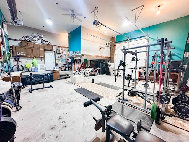 2246 Allen St, Marquette, MI 49855 - workout area with a garage and ceiling fan