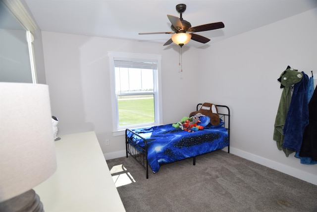 7272 S 7 Mile Rd, Freeland, MI 48623 - bedroom featuring carpet, a ceiling fan, and baseboards