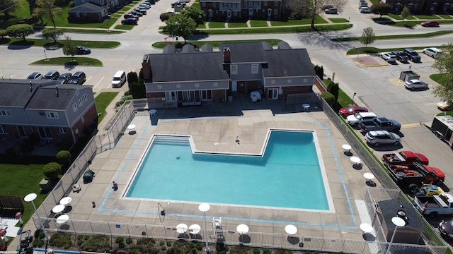 aerial view of a pool