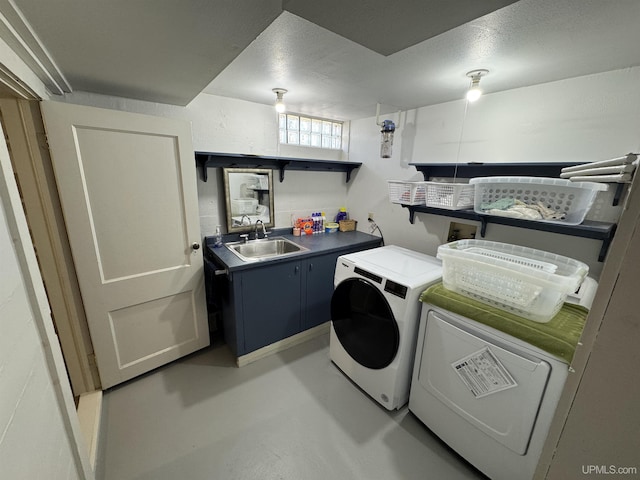 1100 Poplar Ave, Crystal Falls, MI 49920 - clothes washing area featuring cabinet space and washing machine and dryer