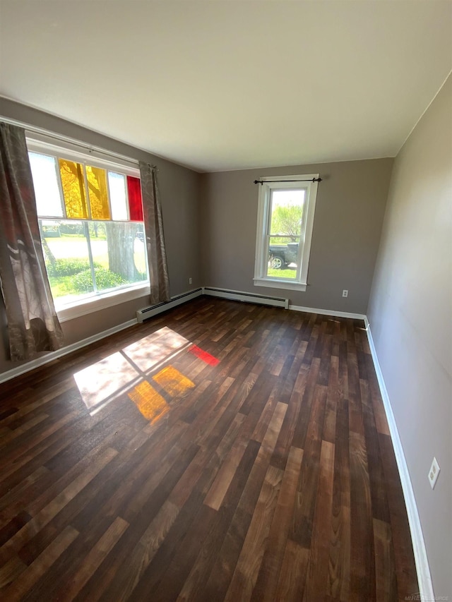 6053 Van Dyke Rd, Brown City, MI 48416 - spare room with dark wood-style floors, baseboards, and baseboard heating