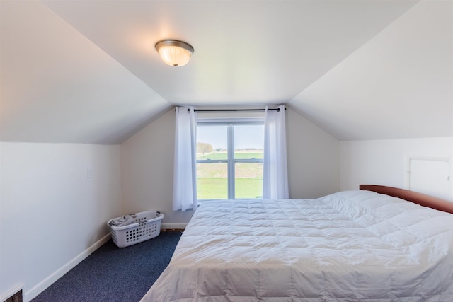 410 E Nicol Rd, Sandusky, MI 48471 - bedroom featuring dark colored carpet, baseboards, and lofted ceiling