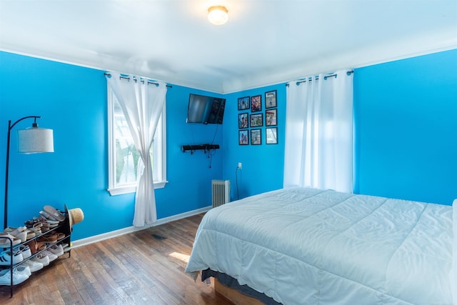 410 E Nicol Rd, Sandusky, MI 48471 - bedroom featuring radiator, wood-type flooring, and baseboards