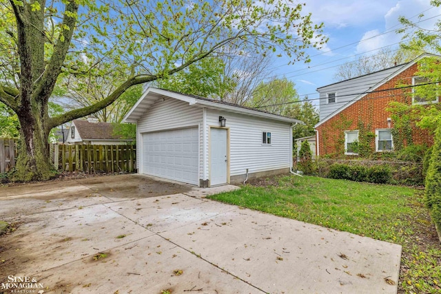 view of detached garage