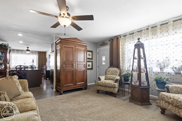 505 N Main St, Yale, MI 48097 - living room with ceiling fan, baseboards, recessed lighting, and wood finished floors