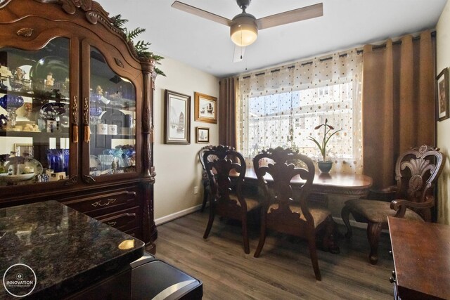505 N Main St, Yale, MI 48097 - dining room with ceiling fan, wood finished floors, and baseboards