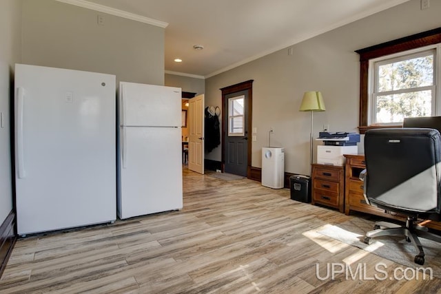 212 S 1st Ave, Escanaba, MI 49829 - office space with ornamental molding, light wood-type flooring, and recessed lighting