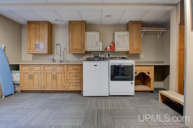 212 S 1st Ave, Escanaba, MI 49829 - laundry room with independent washer and dryer, carpet, and cabinet space