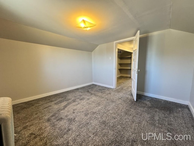 437 N Main St, Lanse, MI 49946 - additional living space with vaulted ceiling, radiator heating unit, carpet flooring, and baseboards