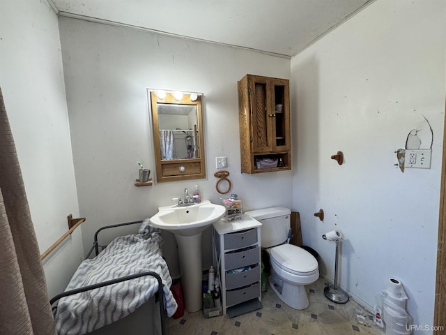 643 S Pine St, Ishpeming, MI 49849 - full bath featuring toilet and a shower with shower curtain