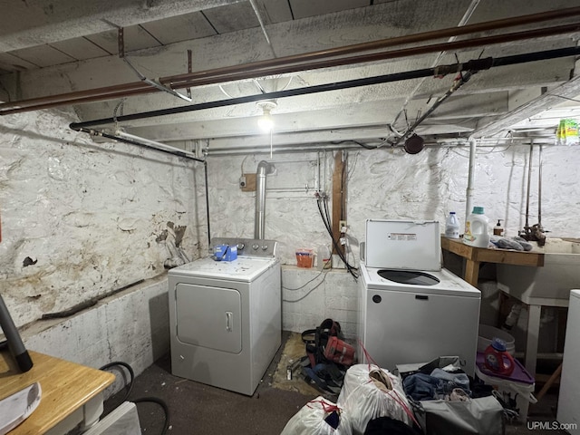 643 S Pine St, Ishpeming, MI 49849 - unfinished basement with washing machine and dryer