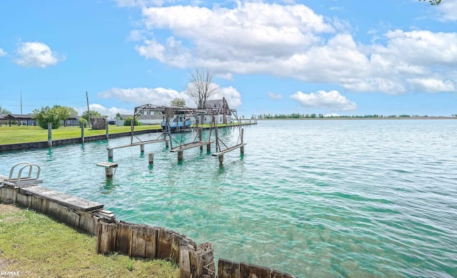 dock area featuring a water view