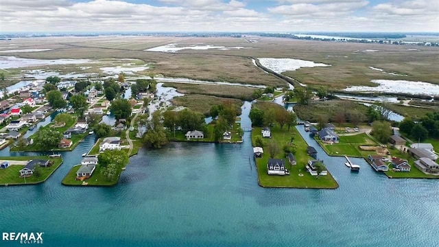 aerial view of a nearby body of water