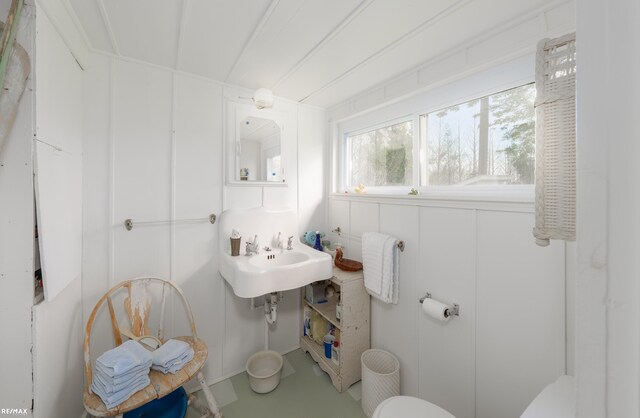 half bathroom featuring toilet and a sink