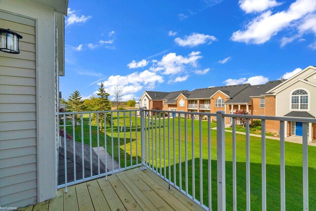 51663 Hale Ln, Chesterfield, MI 48051 - wooden terrace featuring a residential view and a yard