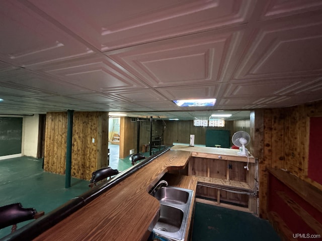 258 W Jasper St, Gwinn, MI 49841 - indoor dry bar featuring wooden walls and an ornate ceiling