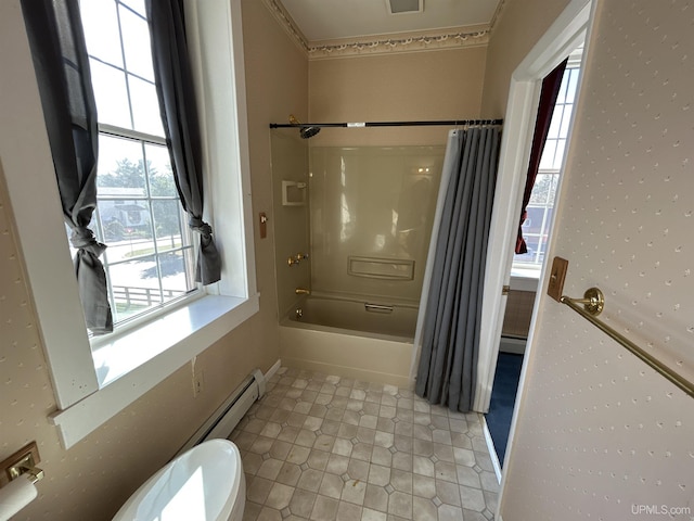 258 W Jasper St, Gwinn, MI 49841 - full bath featuring healthy amount of natural light, shower / bath combo, and toilet