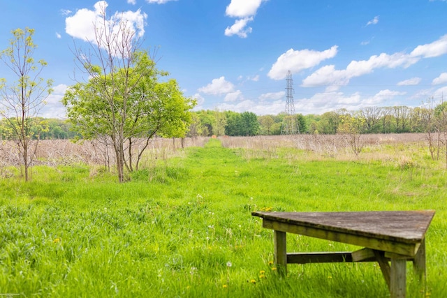 view of yard featuring a view of countryside