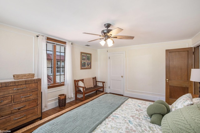 2758 Military St, Port Huron, MI 48060 - bedroom with wood finished floors, a ceiling fan, and ornamental molding