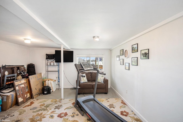 2758 Military St, Port Huron, MI 48060 - workout room featuring baseboards and light carpet
