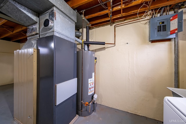 405 Mustang St, Gwinn, MI 49841 - utilities featuring water heater, electric panel, and heating unit