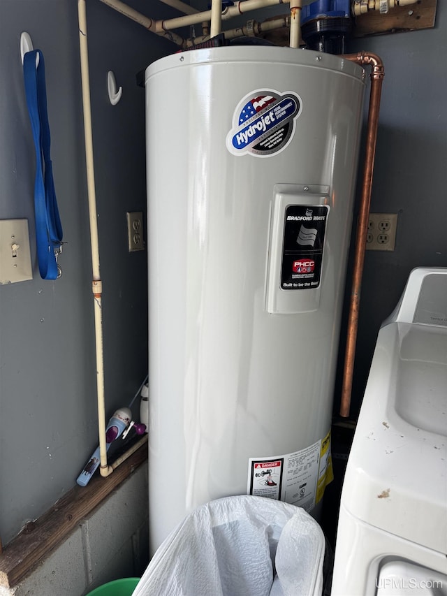 1389 15.5 Rd, Bark River, MI 49807 - utility room with water heater and washer / dryer