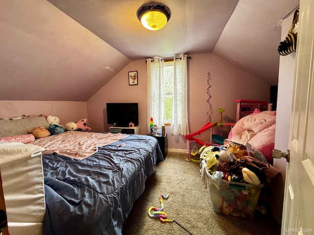 1389 15.5 Rd, Bark River, MI 49807 - carpeted bedroom with vaulted ceiling and baseboards