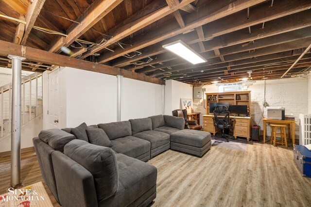 1117 Lakepointe St, Grosse Pointe Park, MI 48230 - living area featuring wood finished floors and a desk
