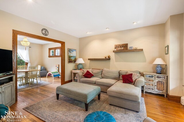 1117 Lakepointe St, Grosse Pointe Park, MI 48230 - living room featuring wood finished floors and baseboards