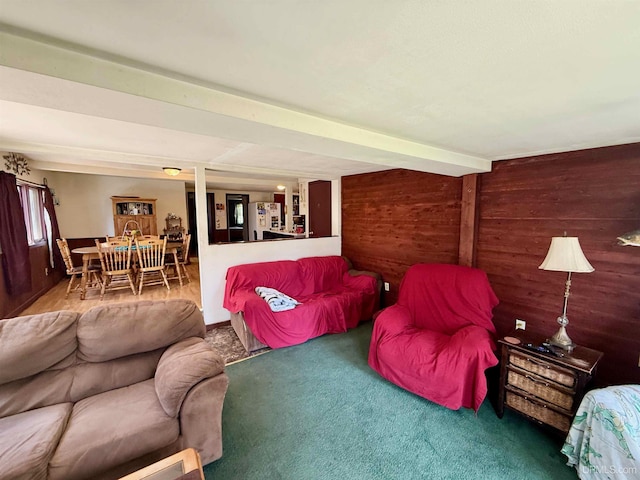 8741 0.8 Ln, Gladstone, MI 49837 - living room featuring wood walls and carpet