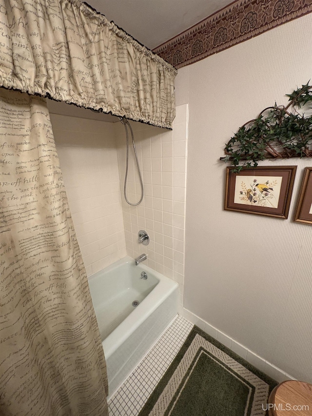 303 Jonathon Carver Rd, Marquette, MI 49855 - bathroom with shower / bath combination with curtain and baseboards