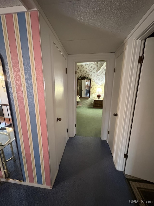 303 Jonathon Carver Rd, Marquette, MI 49855 - hallway with carpet floors and wallpapered walls