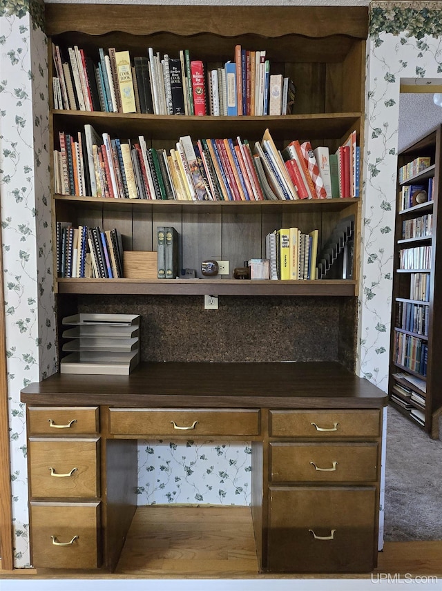 1604 Mildred Ave, Marquette, MI 49855 - office with wallpapered walls and carpet floors